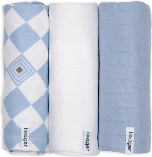 Lodger swaddler en coton biologique Blue fogg, 70 × 70 cm (3 pcs)
