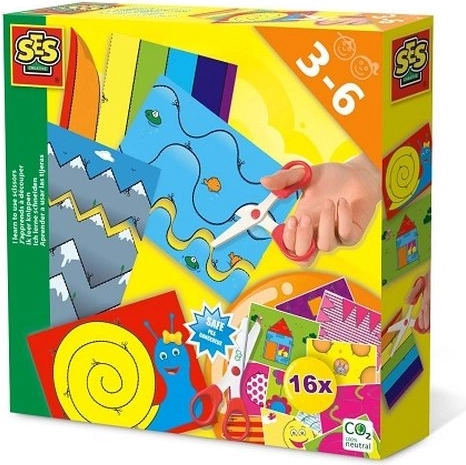 SES Creative J’apprends à découper – kit avec ciseaux de sécurité et 16 cartes