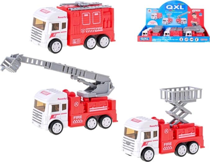 Camion de pompiers à friction 12–13 cm, 3 modèles, 12 pièces en boîte
