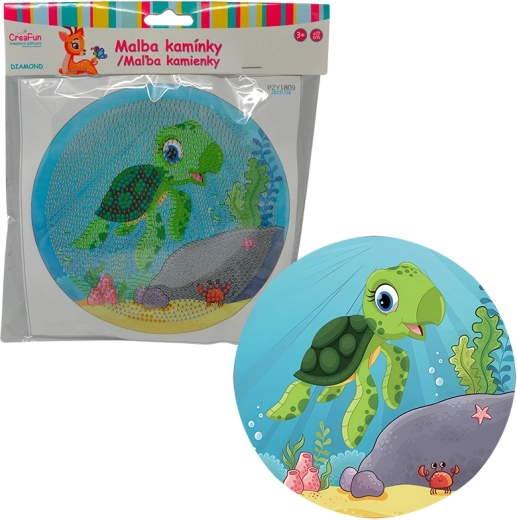 Peinture diamant avec cadre – petite tortue dessinée 17 cm
