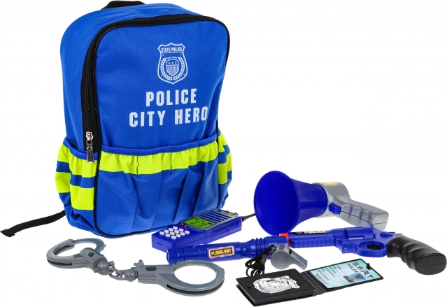 Équipement pour petit policier dans un sac à dos - set de police