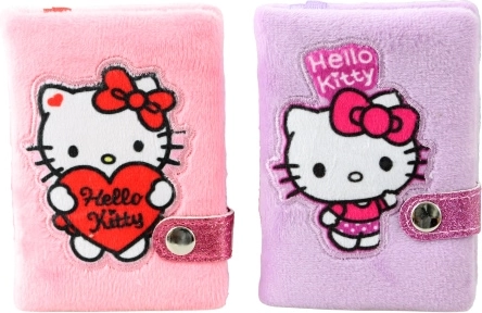Hello Kitty mini carnet en peluche avec fermeture à pression