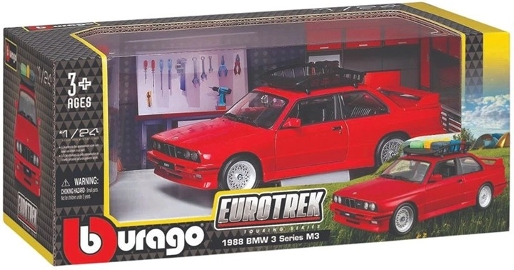 Bburago BMW 3 Series M3 Touring 1988 modèle de voiture rouge 1:24