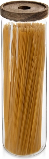 Bocal en verre pour aliments secs avec couvercle en bois et joint d’étanchéité 1,85 l