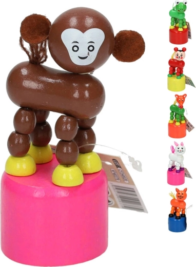 Petit animal dansant en bois sur socle (6 types) - 1 pièce