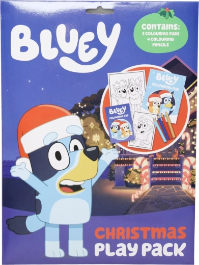 Set de coloriage de Noël Bluey avec crayons de couleur