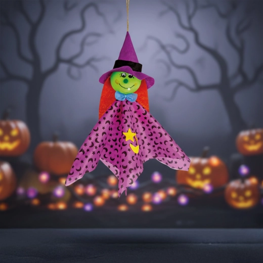 Décoration d’Halloween suspendue sorcière 48 × 44 cm