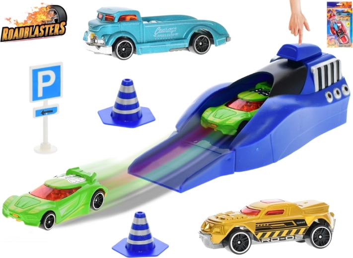 Roadblasters ensemble de petites voitures à ressort avec panneaux de signalisation, 3 pièces