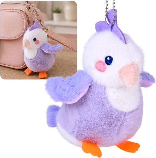 Oiseau en peluche Lilas Lilka avec pouet, porte-clés 13 cm - 1 pièce