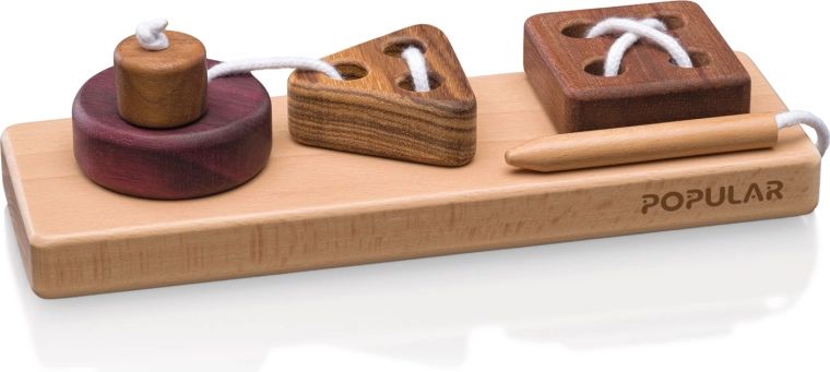 Formes à lacer – jeu d’enfilage en bois