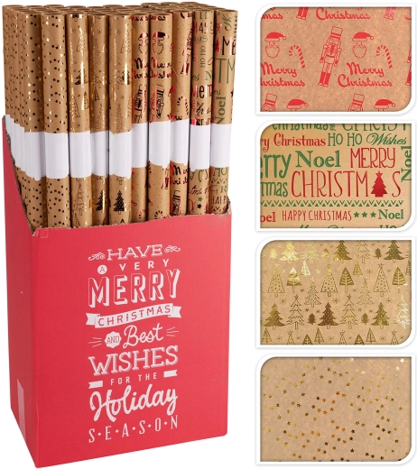 Papier cadeau de Noël beige 0,7 × 2 m - 1 pièce