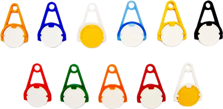 Porte-clés avec jeton pour chariot de courses – assortiment de couleurs, 5 pcs