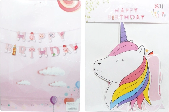Guirlande d’anniversaire en papier Happy Birthday avec licorne