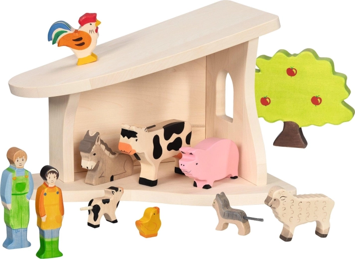 Crèche de Noël – étable en bois avec étoile - 1 pièce
