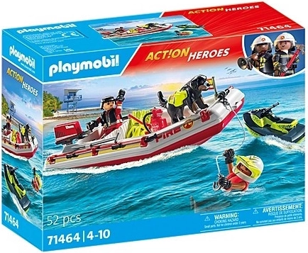 Set de figurines Action Heroes Bateau de pompiers avec scooter des mers