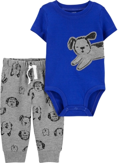 Ensemble 2 pièces Carter’s pour garçons – body à manches courtes et pantalon de jogging Blue Dog (6 mois)
