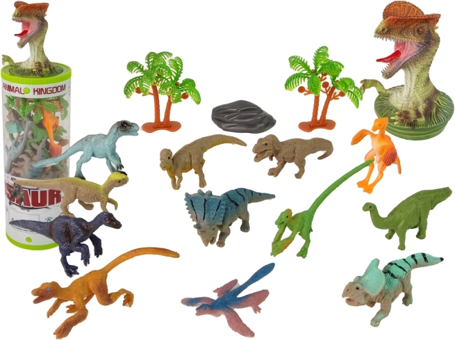 Set de figurines de dinosaures en tube – 12 pièces avec accessoires