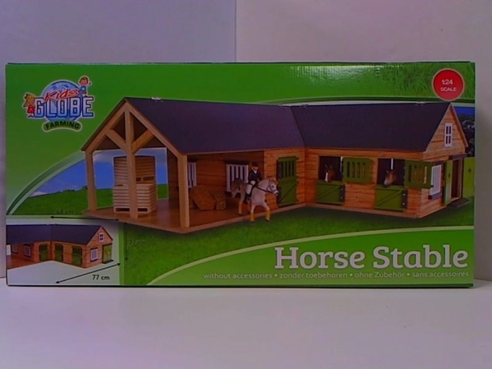 Écurie en bois pour chevaux avec quatre boxes et zone de lavage (1:24)