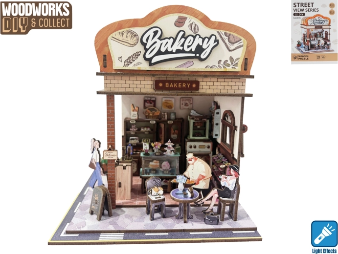 Maquette en bois à construire Boulangerie avec éclairage, 185 pièces