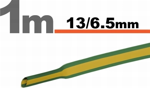 Gaine thermorétractable jaune-verte 13 / 6,5 mm
