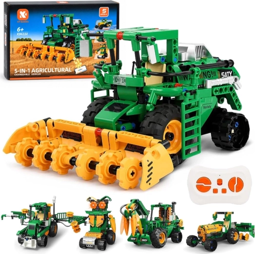 KY BLOCKS kit de construction technique 5 en 1 – machines agricoles télécommandées (331 pièces)