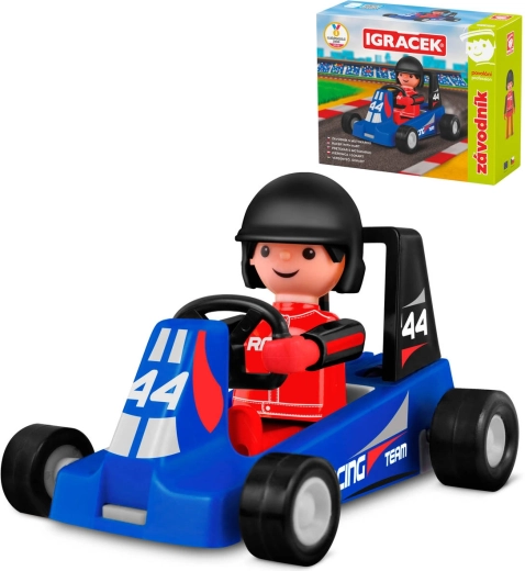 Efko Igráček pilote de course avec motokart bleu