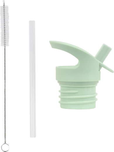 A Little Lovely Company set de bouchon, brosse et paille pour gourde en acier inoxydable dinosaure