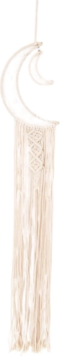 Attrape-rêves beige en coton avec motif lune 95 cm