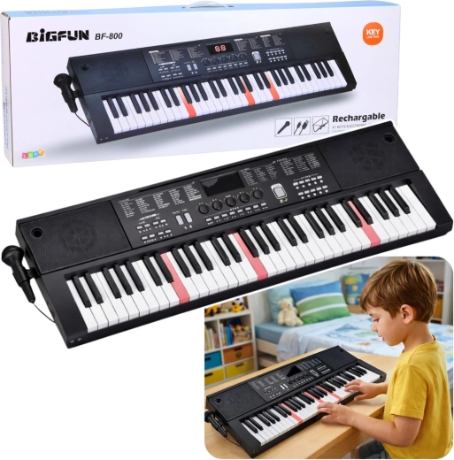 Clavier électronique 61 touches avec microphone et éclairage des touches