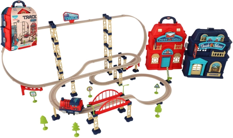 Circuit de train Track City dans une valisette – 120 pièces avec train à piles