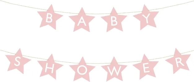 Bannière pour baby shower avec étoiles – Rose clair