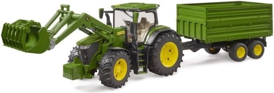 Tracteur Bruder John Deere 7R 350 avec chargeur frontal et remorque-benne tandem