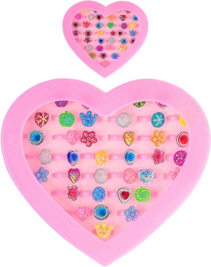 Bague pour enfant cœur avec imitation de pierre - 1 pièce