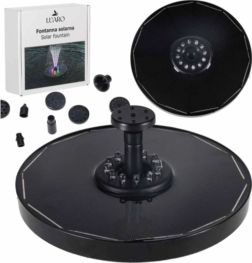 Fontaine solaire flottante pour bassin avec LED RVB, 16,5 cm