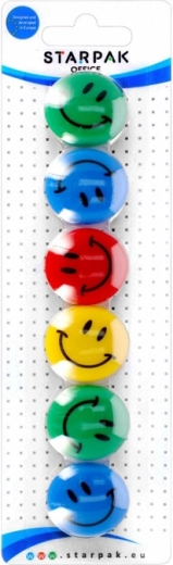 Aimants smileys colorés (3 cm) - 6 pièces
