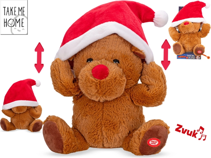 Renne en peluche interactif Take Me Home avec musique et bonnet de Père Noël