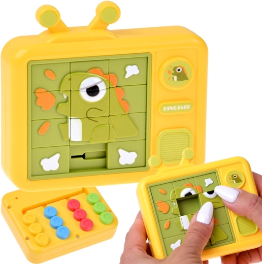 Puzzle sensoriel double face dinosaure – puzzle à glisser et labyrinthe coloré - 1 pièce