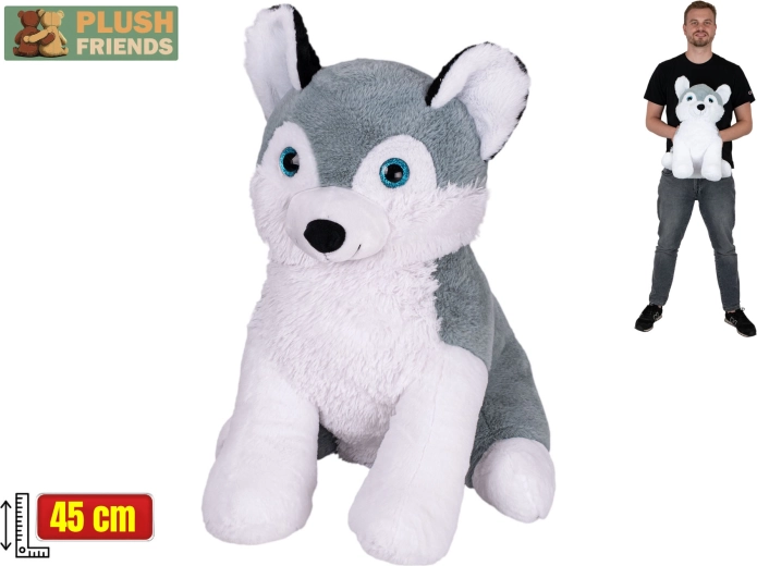 Plush Friends husky en peluche 45 cm, assis