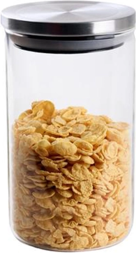 Bocal en verre avec couvercle en acier inoxydable TORO 950 ml en verre borosilicaté