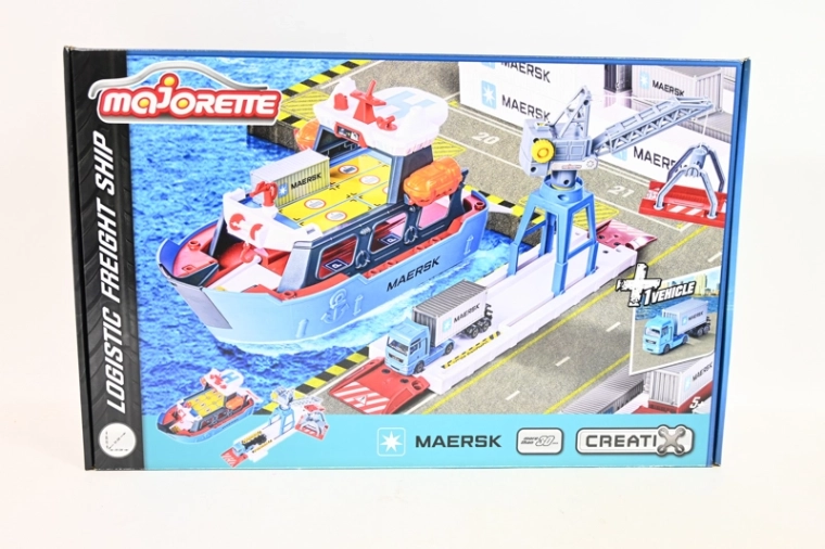 Coffret portuaire Majorette Maersk avec bateau, grue et camion