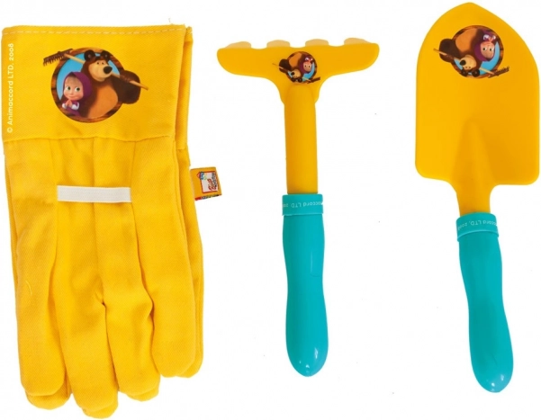 Bino Macha et l’Ours – ensemble de jardinage pour enfants (gants, pelle et râteau)