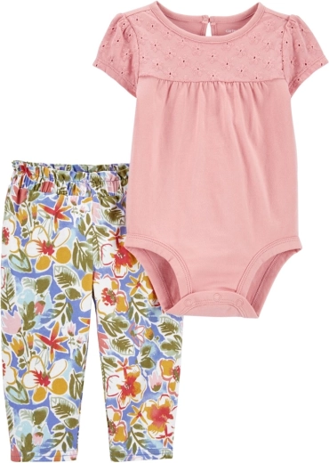 Ensemble 2 pièces Carter's : body à manches courtes et legging Grey Pears pour petite fille