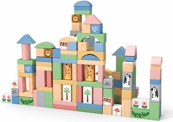 Blocs en bois Safari Montessori 120 pièces Baby Mix