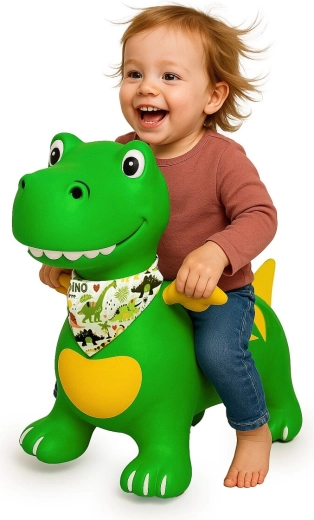 Dinosaure sauteur ailé HoppyDoo vert avec pompe