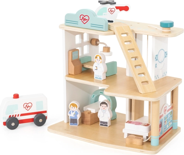 Hôpital en bois avec ambulance et ascenseur 15 pcs Viga