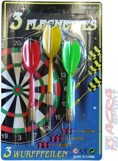 Fléchettes ACRA en acier colorées à pointe métallique – lot de 3 pcs