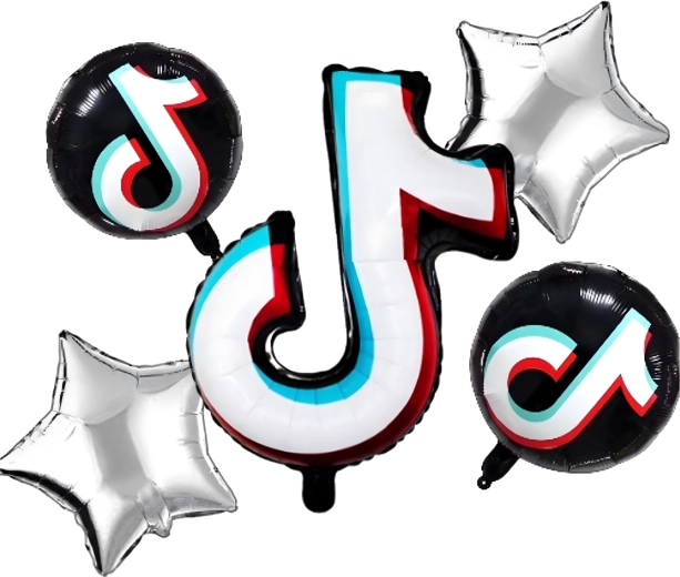 Set de ballons TikTok – note et étoiles, 5 pcs