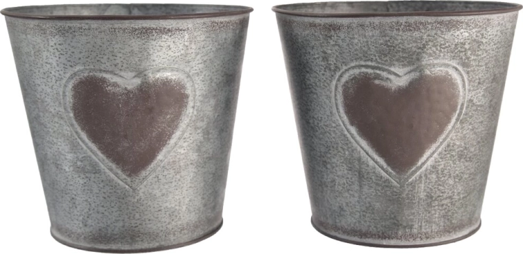 Cache-pot décoratif en métal en forme de cœur gris/marron 15 × 15 × 17 cm