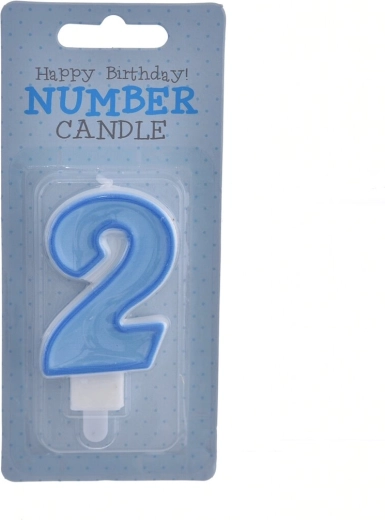 Bougie d’anniversaire chiffre 2 bleue 7 cm