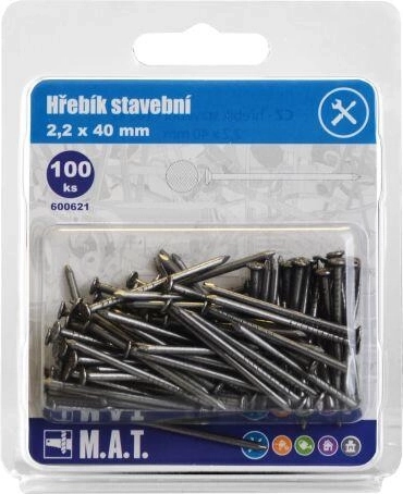 Clous de construction 40 × 2,2 mm, pack de 100 pièces